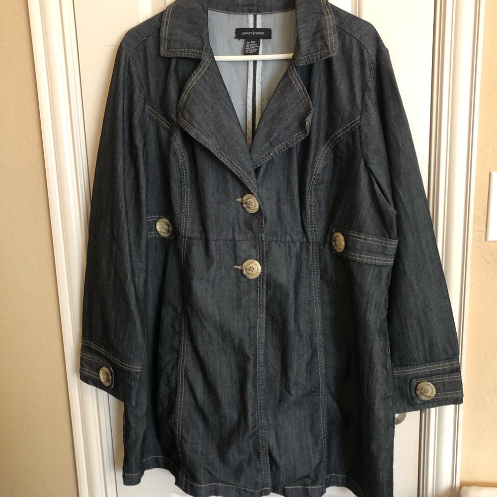 Ashley Stewart Denim Pea Coat, 20W, good pre-owned condition, minimal wear